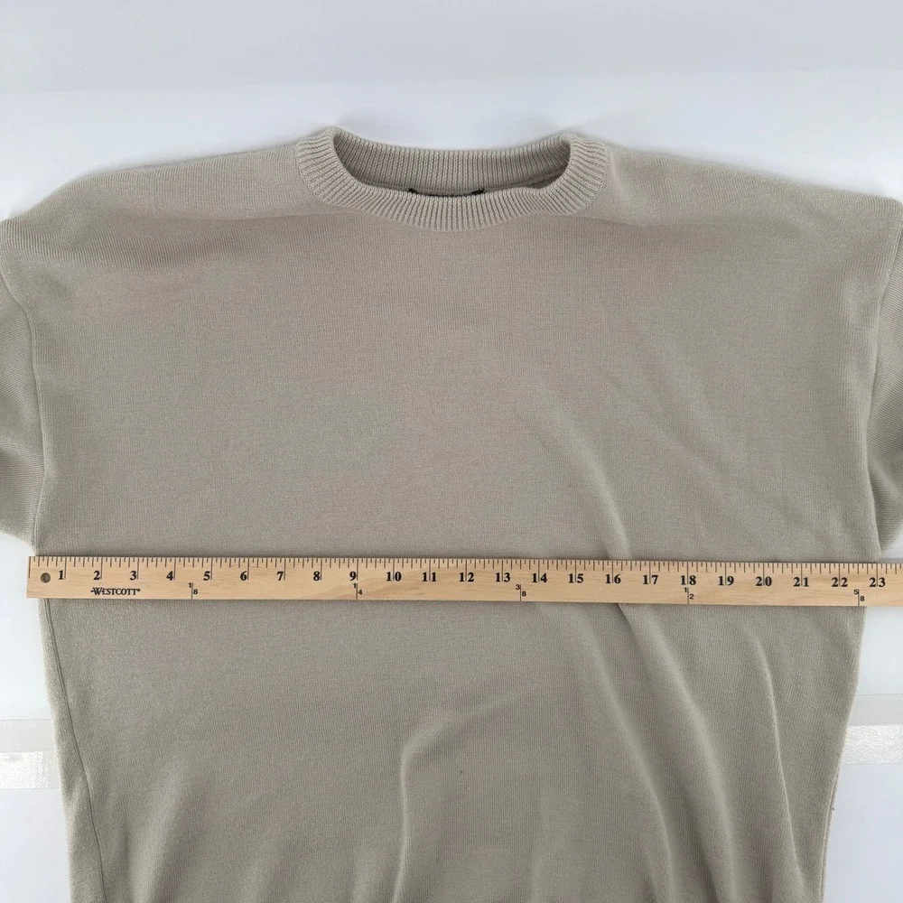 Bogner Men's L Crewneck Wool Blend Sweater Beige Knit Long Sleeve Italian‎ Yarn
